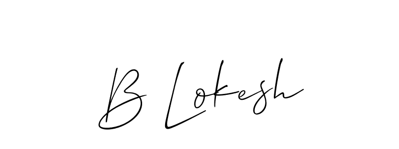 Use a signature maker to create a handwritten signature online. With this signature software, you can design (Allison_Script) your own signature for name B Lokesh. B Lokesh signature style 2 images and pictures png