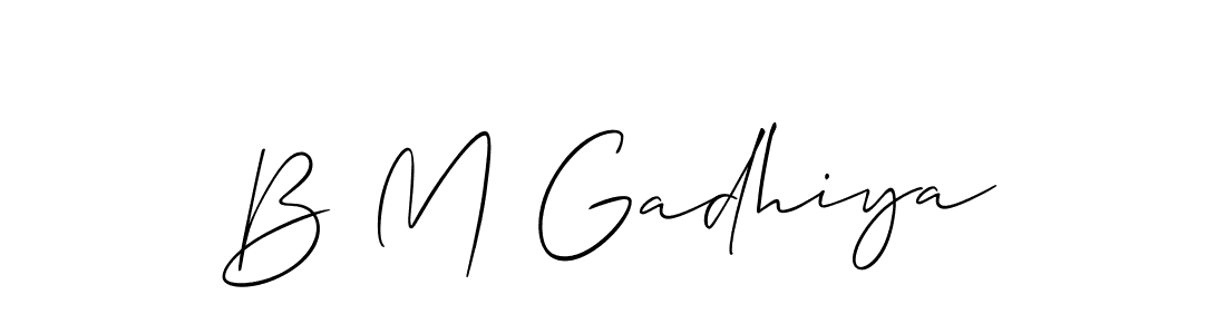 Use a signature maker to create a handwritten signature online. With this signature software, you can design (Allison_Script) your own signature for name B M Gadhiya. B M Gadhiya signature style 2 images and pictures png