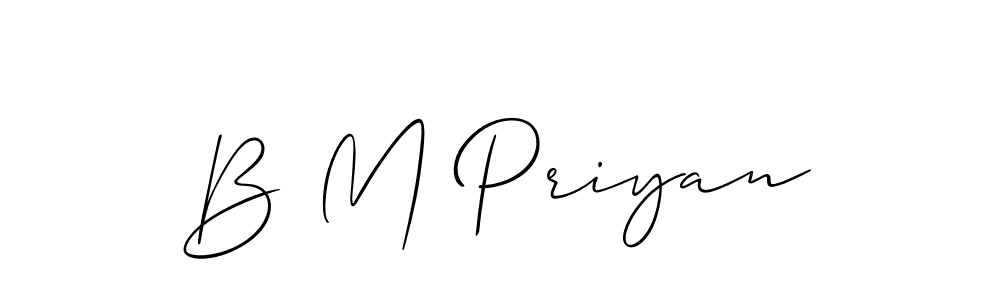 Also You can easily find your signature by using the search form. We will create B M Priyan name handwritten signature images for you free of cost using Allison_Script sign style. B M Priyan signature style 2 images and pictures png