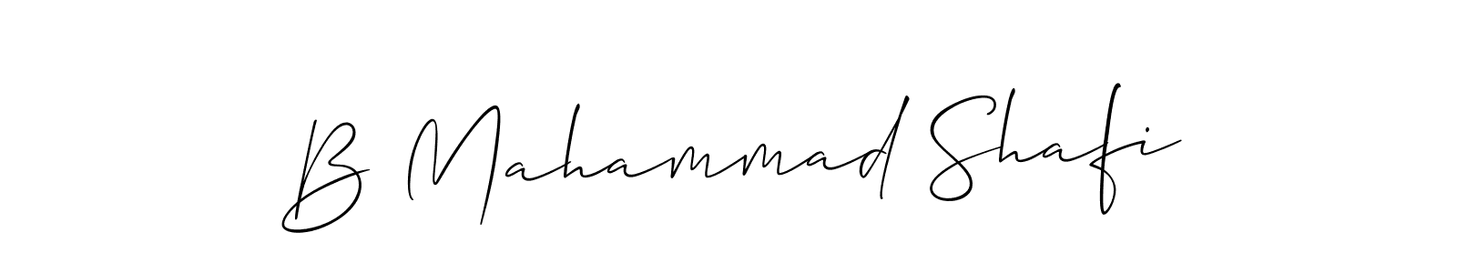 The best way (Allison_Script) to make a short signature is to pick only two or three words in your name. The name B Mahammad Shafi include a total of six letters. For converting this name. B Mahammad Shafi signature style 2 images and pictures png