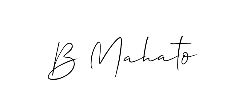 Design your own signature with our free online signature maker. With this signature software, you can create a handwritten (Allison_Script) signature for name B Mahato. B Mahato signature style 2 images and pictures png