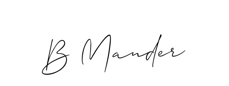 How to make B Mander name signature. Use Allison_Script style for creating short signs online. This is the latest handwritten sign. B Mander signature style 2 images and pictures png