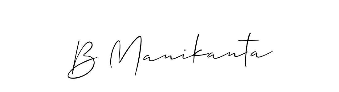The best way (Allison_Script) to make a short signature is to pick only two or three words in your name. The name B Manikanta include a total of six letters. For converting this name. B Manikanta signature style 2 images and pictures png