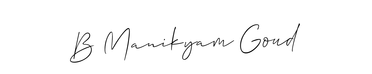 Design your own signature with our free online signature maker. With this signature software, you can create a handwritten (Allison_Script) signature for name B Manikyam Goud. B Manikyam Goud signature style 2 images and pictures png