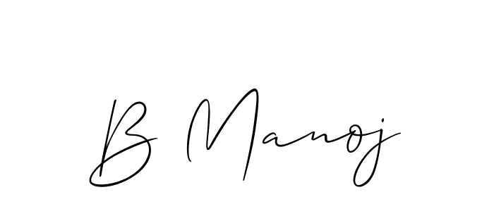 Allison_Script is a professional signature style that is perfect for those who want to add a touch of class to their signature. It is also a great choice for those who want to make their signature more unique. Get B Manoj name to fancy signature for free. B Manoj signature style 2 images and pictures png