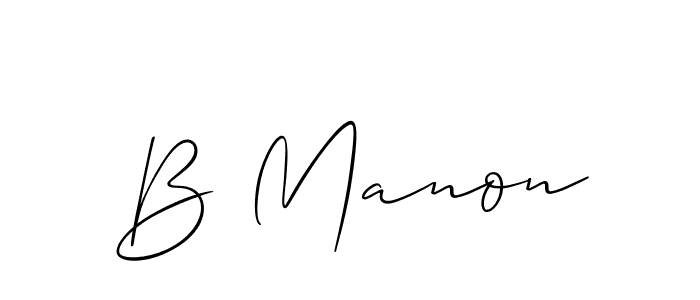Design your own signature with our free online signature maker. With this signature software, you can create a handwritten (Allison_Script) signature for name B Manon. B Manon signature style 2 images and pictures png