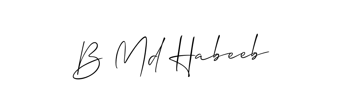 Allison_Script is a professional signature style that is perfect for those who want to add a touch of class to their signature. It is also a great choice for those who want to make their signature more unique. Get B Md Habeeb name to fancy signature for free. B Md Habeeb signature style 2 images and pictures png