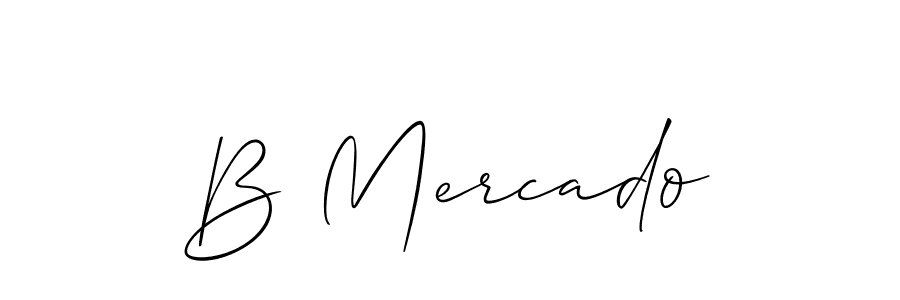 The best way (Allison_Script) to make a short signature is to pick only two or three words in your name. The name B Mercado include a total of six letters. For converting this name. B Mercado signature style 2 images and pictures png