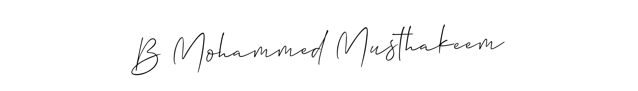 Make a beautiful signature design for name B Mohammed Musthakeem. With this signature (Allison_Script) style, you can create a handwritten signature for free. B Mohammed Musthakeem signature style 2 images and pictures png