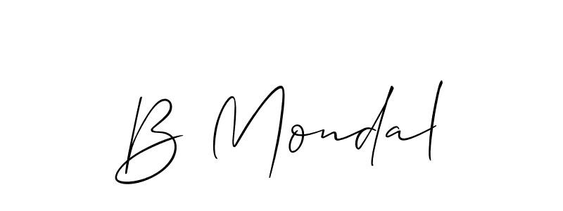 Use a signature maker to create a handwritten signature online. With this signature software, you can design (Allison_Script) your own signature for name B Mondal. B Mondal signature style 2 images and pictures png