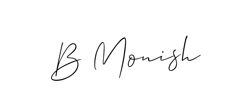 Also we have B Monish name is the best signature style. Create professional handwritten signature collection using Allison_Script autograph style. B Monish signature style 2 images and pictures png