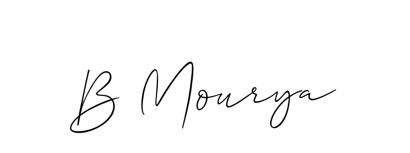 Create a beautiful signature design for name B Mourya. With this signature (Allison_Script) fonts, you can make a handwritten signature for free. B Mourya signature style 2 images and pictures png
