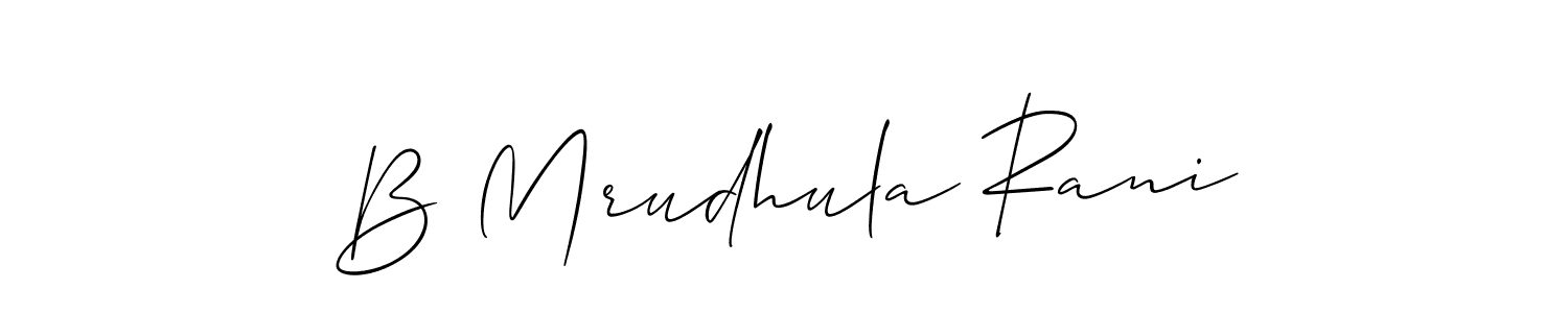 Create a beautiful signature design for name B Mrudhula Rani. With this signature (Allison_Script) fonts, you can make a handwritten signature for free. B Mrudhula Rani signature style 2 images and pictures png