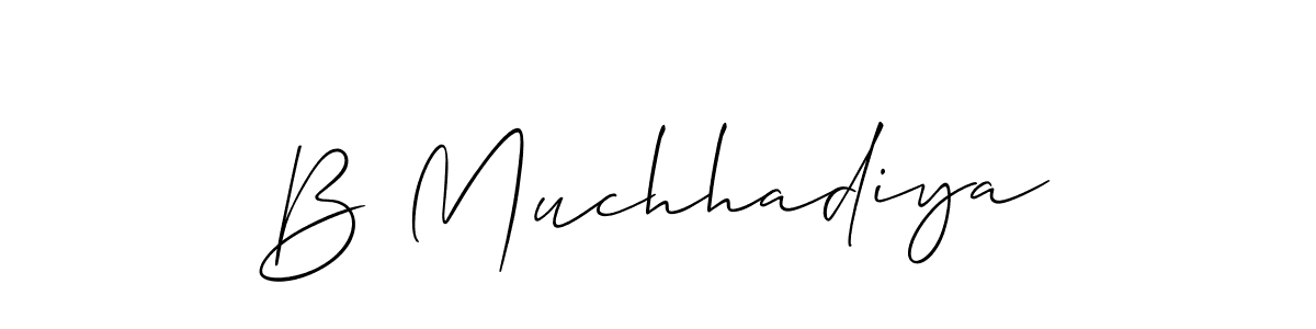 Make a beautiful signature design for name B Muchhadiya. With this signature (Allison_Script) style, you can create a handwritten signature for free. B Muchhadiya signature style 2 images and pictures png