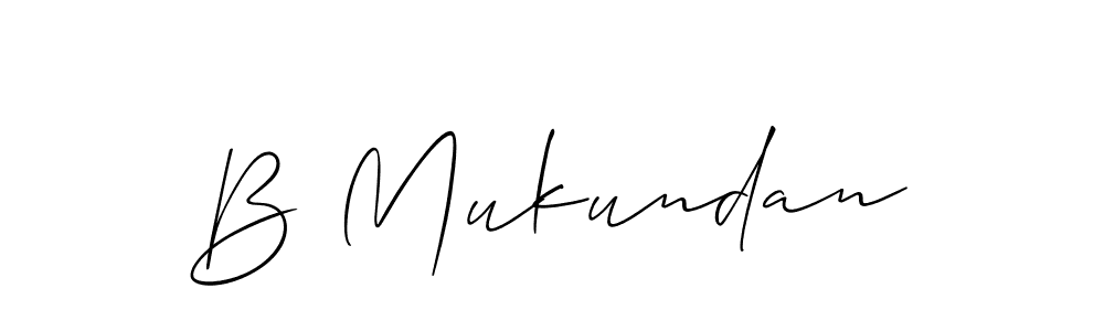 Make a beautiful signature design for name B Mukundan. With this signature (Allison_Script) style, you can create a handwritten signature for free. B Mukundan signature style 2 images and pictures png