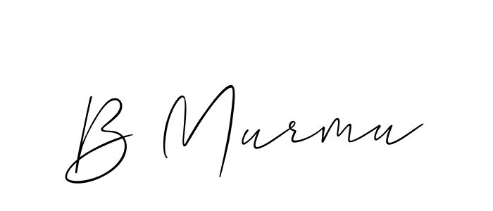 The best way (Allison_Script) to make a short signature is to pick only two or three words in your name. The name B Murmu include a total of six letters. For converting this name. B Murmu signature style 2 images and pictures png