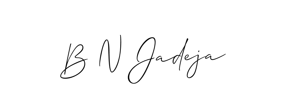 Allison_Script is a professional signature style that is perfect for those who want to add a touch of class to their signature. It is also a great choice for those who want to make their signature more unique. Get B N Jadeja name to fancy signature for free. B N Jadeja signature style 2 images and pictures png