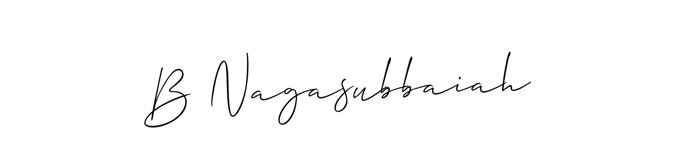 How to make B Nagasubbaiah name signature. Use Allison_Script style for creating short signs online. This is the latest handwritten sign. B Nagasubbaiah signature style 2 images and pictures png