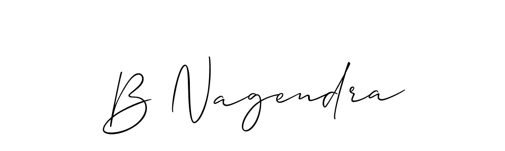 Use a signature maker to create a handwritten signature online. With this signature software, you can design (Allison_Script) your own signature for name B Nagendra. B Nagendra signature style 2 images and pictures png