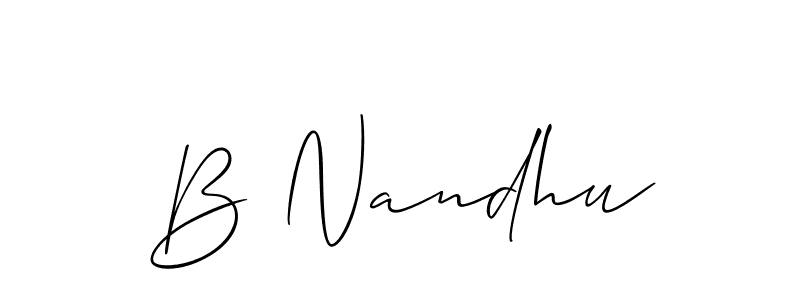 You can use this online signature creator to create a handwritten signature for the name B Nandhu. This is the best online autograph maker. B Nandhu signature style 2 images and pictures png