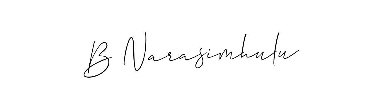 The best way (Allison_Script) to make a short signature is to pick only two or three words in your name. The name B Narasimhulu include a total of six letters. For converting this name. B Narasimhulu signature style 2 images and pictures png