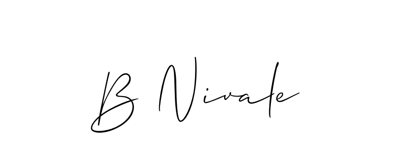 The best way (Allison_Script) to make a short signature is to pick only two or three words in your name. The name B Nivale include a total of six letters. For converting this name. B Nivale signature style 2 images and pictures png