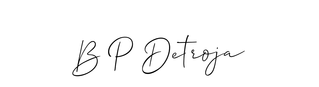 How to make B P Detroja name signature. Use Allison_Script style for creating short signs online. This is the latest handwritten sign. B P Detroja signature style 2 images and pictures png