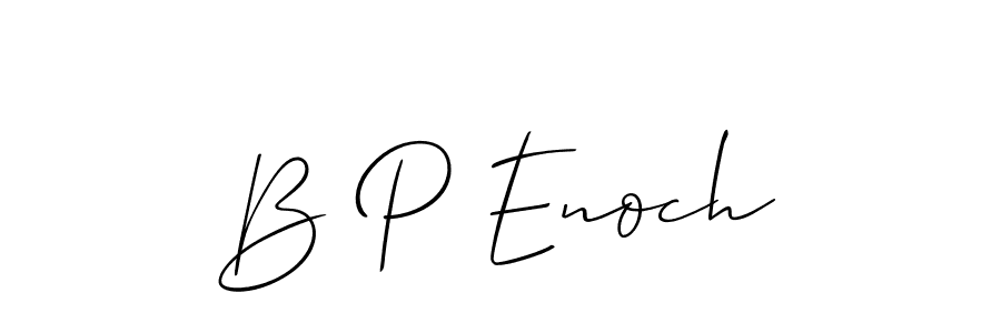 Use a signature maker to create a handwritten signature online. With this signature software, you can design (Allison_Script) your own signature for name B P Enoch. B P Enoch signature style 2 images and pictures png
