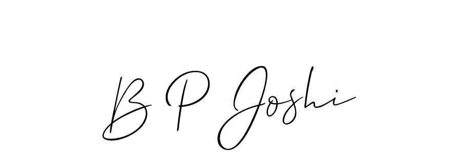 The best way (Allison_Script) to make a short signature is to pick only two or three words in your name. The name B P Joshi include a total of six letters. For converting this name. B P Joshi signature style 2 images and pictures png