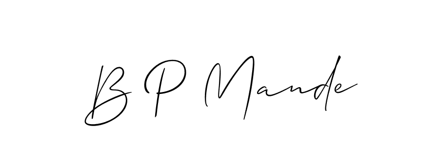 Allison_Script is a professional signature style that is perfect for those who want to add a touch of class to their signature. It is also a great choice for those who want to make their signature more unique. Get B P Mande name to fancy signature for free. B P Mande signature style 2 images and pictures png