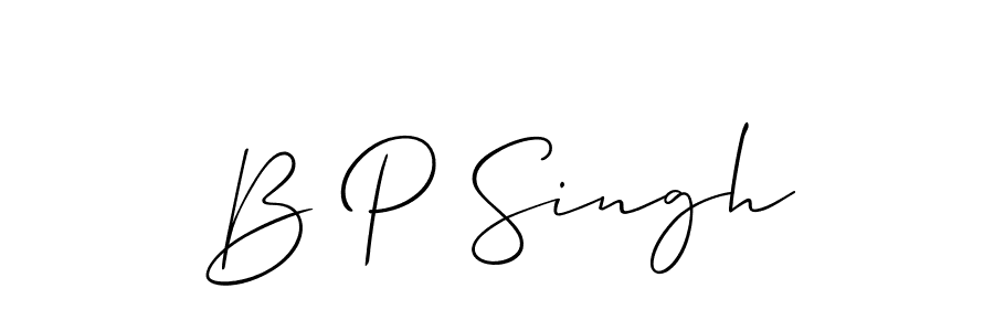 The best way (Allison_Script) to make a short signature is to pick only two or three words in your name. The name B P Singh include a total of six letters. For converting this name. B P Singh signature style 2 images and pictures png