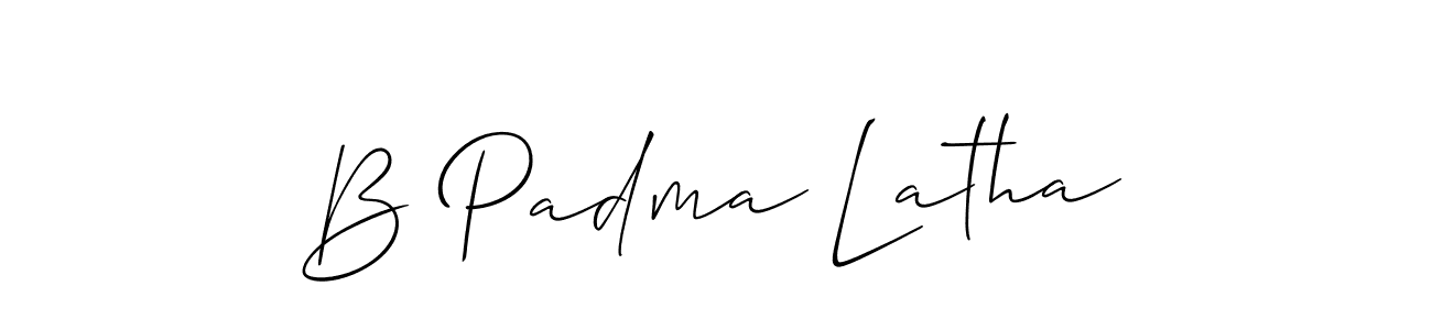 How to make B Padma Latha name signature. Use Allison_Script style for creating short signs online. This is the latest handwritten sign. B Padma Latha signature style 2 images and pictures png