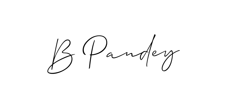 Create a beautiful signature design for name B Pandey. With this signature (Allison_Script) fonts, you can make a handwritten signature for free. B Pandey signature style 2 images and pictures png