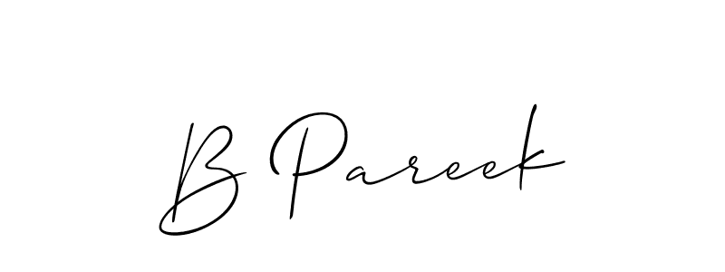Similarly Allison_Script is the best handwritten signature design. Signature creator online .You can use it as an online autograph creator for name B Pareek. B Pareek signature style 2 images and pictures png
