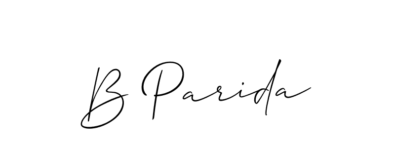 Make a short B Parida signature style. Manage your documents anywhere anytime using Allison_Script. Create and add eSignatures, submit forms, share and send files easily. B Parida signature style 2 images and pictures png