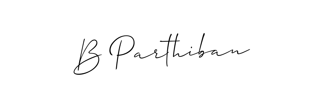How to make B Parthiban signature? Allison_Script is a professional autograph style. Create handwritten signature for B Parthiban name. B Parthiban signature style 2 images and pictures png