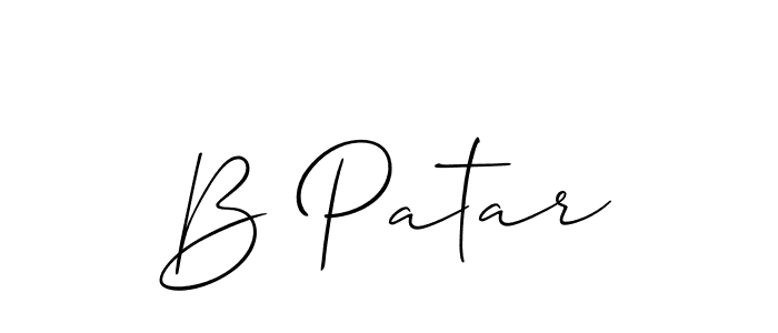 It looks lik you need a new signature style for name B Patar. Design unique handwritten (Allison_Script) signature with our free signature maker in just a few clicks. B Patar signature style 2 images and pictures png