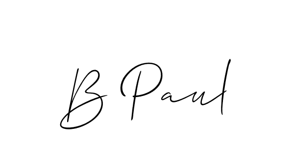 The best way (Allison_Script) to make a short signature is to pick only two or three words in your name. The name B Paul include a total of six letters. For converting this name. B Paul signature style 2 images and pictures png