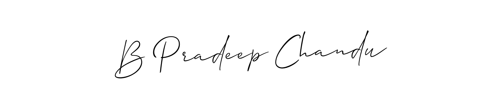 if you are searching for the best signature style for your name B Pradeep Chandu. so please give up your signature search. here we have designed multiple signature styles  using Allison_Script. B Pradeep Chandu signature style 2 images and pictures png