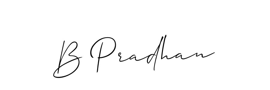 How to make B Pradhan name signature. Use Allison_Script style for creating short signs online. This is the latest handwritten sign. B Pradhan signature style 2 images and pictures png