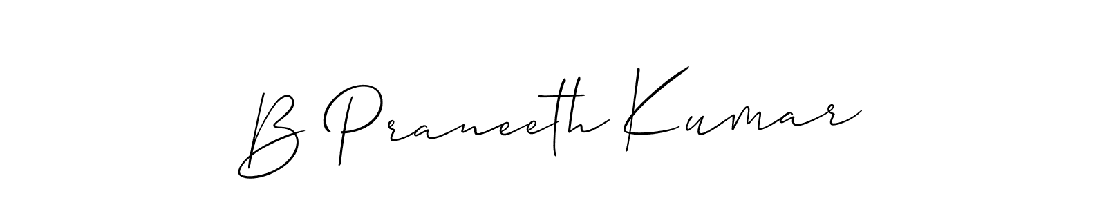 Also You can easily find your signature by using the search form. We will create B Praneeth Kumar name handwritten signature images for you free of cost using Allison_Script sign style. B Praneeth Kumar signature style 2 images and pictures png