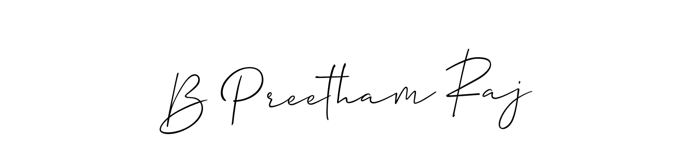 Also we have B Preetham Raj name is the best signature style. Create professional handwritten signature collection using Allison_Script autograph style. B Preetham Raj signature style 2 images and pictures png