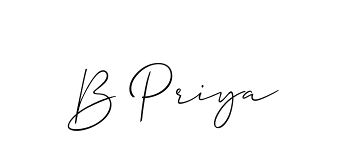 How to make B Priya name signature. Use Allison_Script style for creating short signs online. This is the latest handwritten sign. B Priya signature style 2 images and pictures png