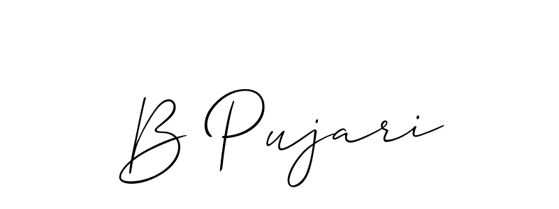 Allison_Script is a professional signature style that is perfect for those who want to add a touch of class to their signature. It is also a great choice for those who want to make their signature more unique. Get B Pujari name to fancy signature for free. B Pujari signature style 2 images and pictures png