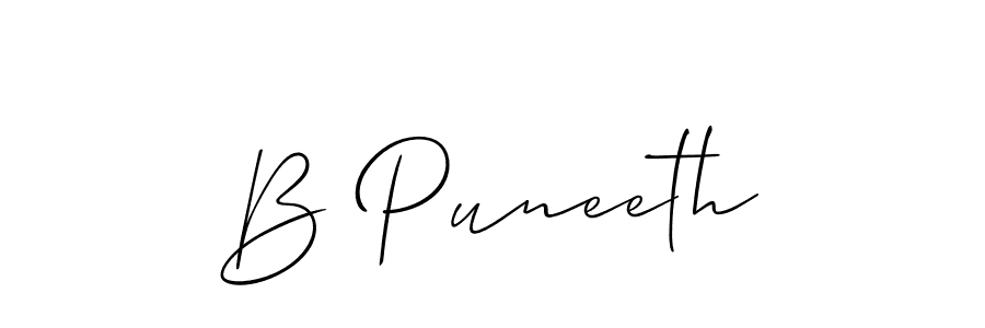 Design your own signature with our free online signature maker. With this signature software, you can create a handwritten (Allison_Script) signature for name B Puneeth. B Puneeth signature style 2 images and pictures png