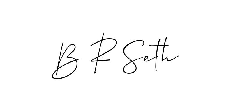 The best way (Allison_Script) to make a short signature is to pick only two or three words in your name. The name B R Seth include a total of six letters. For converting this name. B R Seth signature style 2 images and pictures png