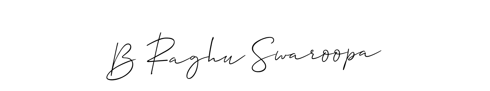 How to make B Raghu Swaroopa signature? Allison_Script is a professional autograph style. Create handwritten signature for B Raghu Swaroopa name. B Raghu Swaroopa signature style 2 images and pictures png