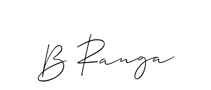 How to make B Ranga name signature. Use Allison_Script style for creating short signs online. This is the latest handwritten sign. B Ranga signature style 2 images and pictures png
