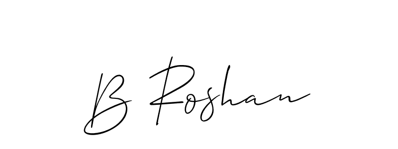 Use a signature maker to create a handwritten signature online. With this signature software, you can design (Allison_Script) your own signature for name B Roshan. B Roshan signature style 2 images and pictures png