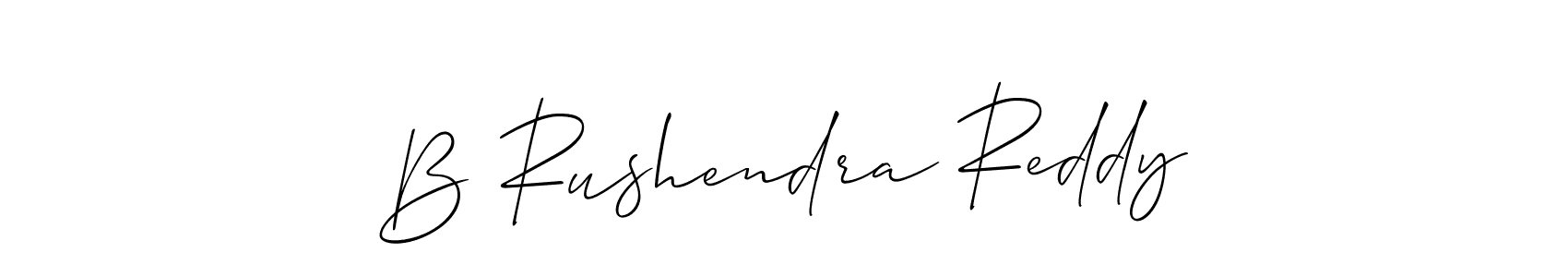 The best way (Allison_Script) to make a short signature is to pick only two or three words in your name. The name B Rushendra Reddy include a total of six letters. For converting this name. B Rushendra Reddy signature style 2 images and pictures png
